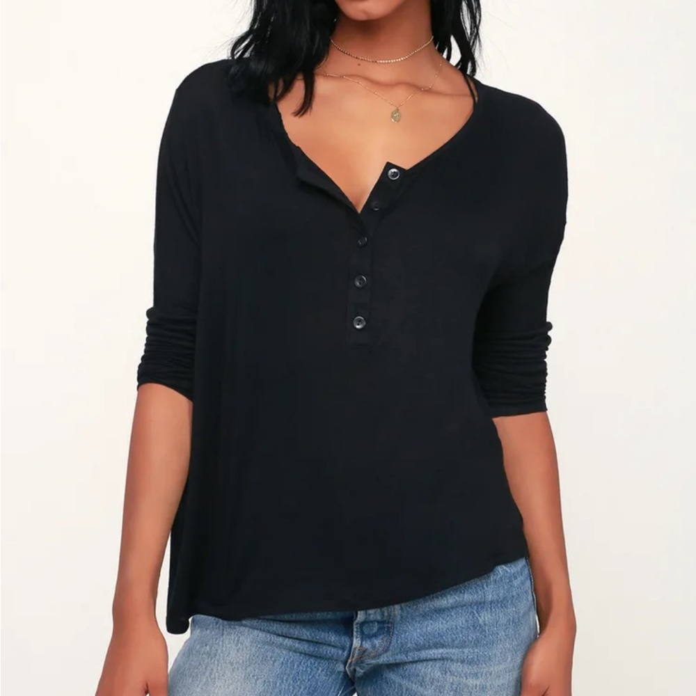 Lulus Greyson dolman long sleeve henley - Picture 1 of 9